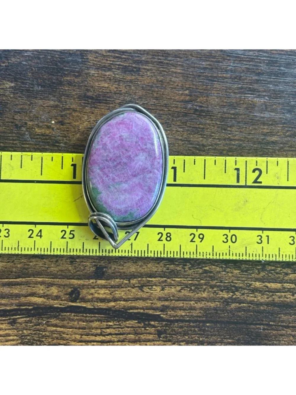 Reversible Ruby Zoisite Bezel Set Pendant Sterling Silver 925 Size 2